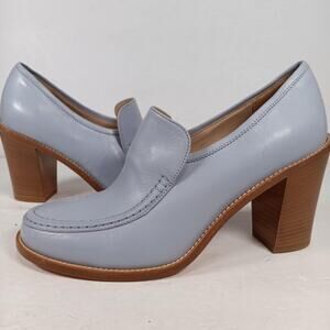 Maryam Nassir Zadeh Nora Heeled Loafers Patent Leather blue Pump Sz 38 / 8US